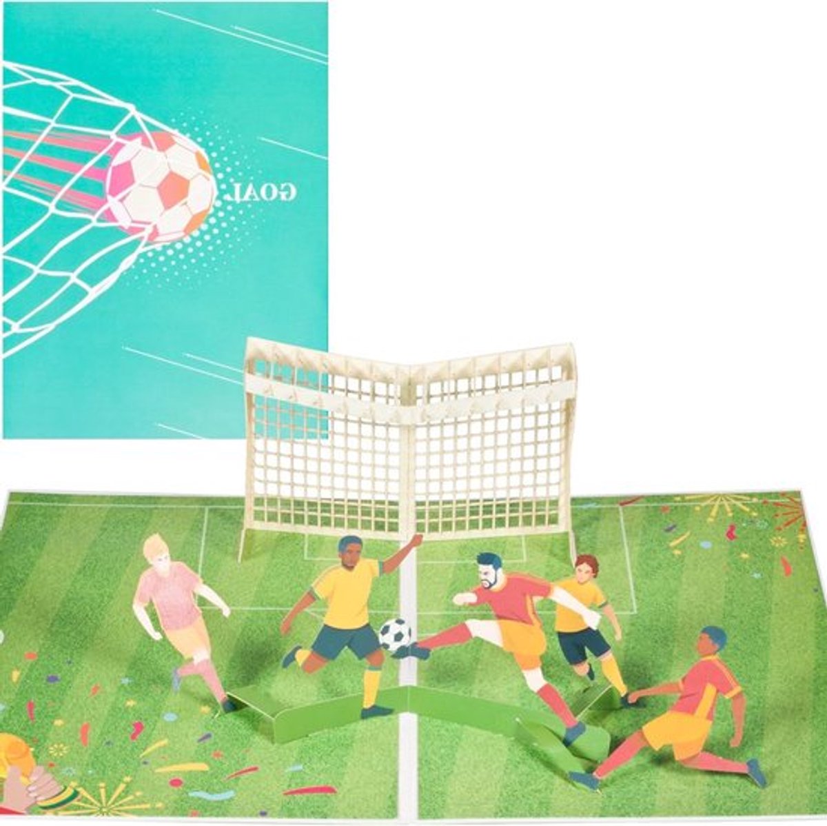 3D pop-up voetbal wenskaart - verjaardag, afstuderen, uitnodiging - inclusief