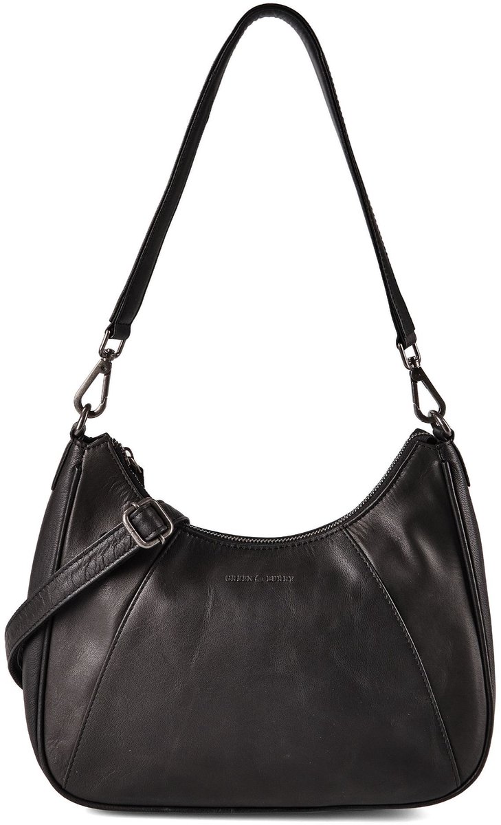 GREENBURRY Leren schoudertas Fiorentina Hobobag Black zwart