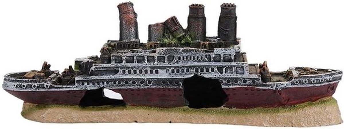 Decoratieve Titanic Wreck Ornament voor Aquarium - Unieke Boot Decoratie, Onderwater Sfeer en Vis Tank Accessoire
