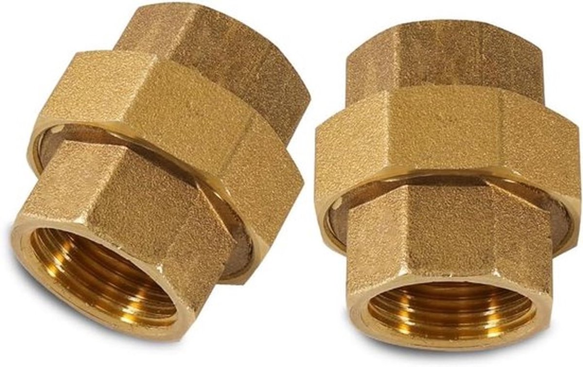 2-delige messing schroefverbinding met 3/4 inch draadfittingen voor DN20 buis