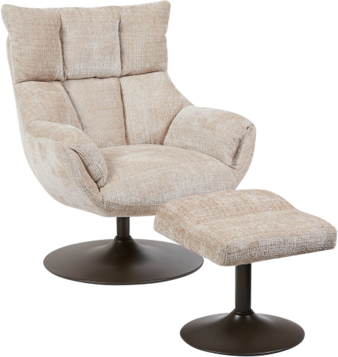 Meubelplaats Force Fauteuil met voetenbank - Cremona 14 beige (draaibaar)