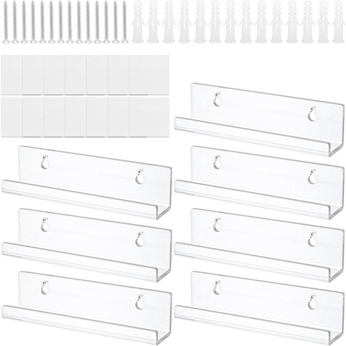 7-delige Acryl Record Stand voor Muurmontage, Ideaal voor Fotoalbums en Verzamelobjecten, Stevige en Handwasbare Presentatieoplossing