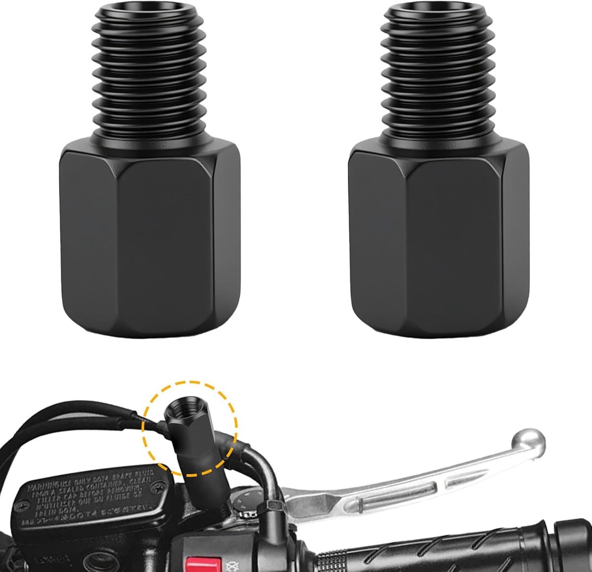 Set van 2 Universele Spiegeladapters voor Motorrijden, M10 Draad Schroeven, Achteruitkijkspiegels voor Motoren, Scooters en Fietsen