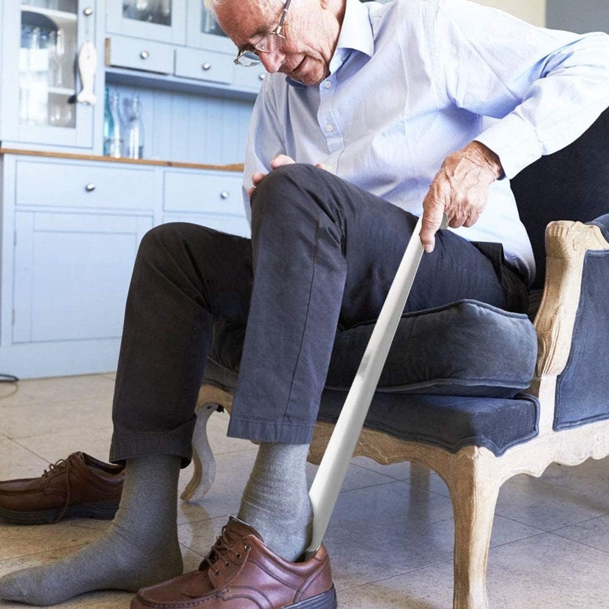 Lange RVS Schoenlepel van 42 cm | Ergonomisch en Rugvriendelijk | Ideaal voor Makkelijk Aantrekken van Schoenen