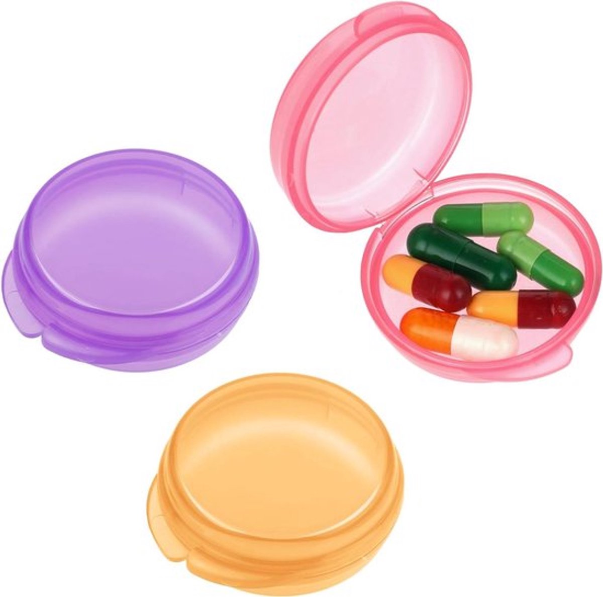 Allecto Plus - Kleine pillendoos 3 stuks mini pillenorganizer in paars, roze en
