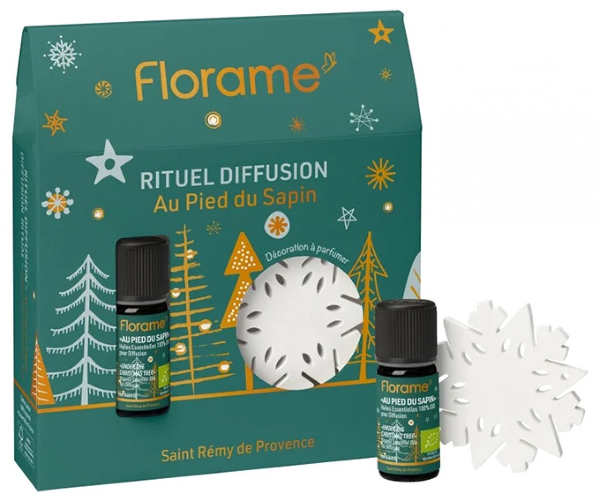 Florame Biologische Essentiële Olie Au Pied du Sapin 10 ml + Te Parfumeren Decoratie 7 cm