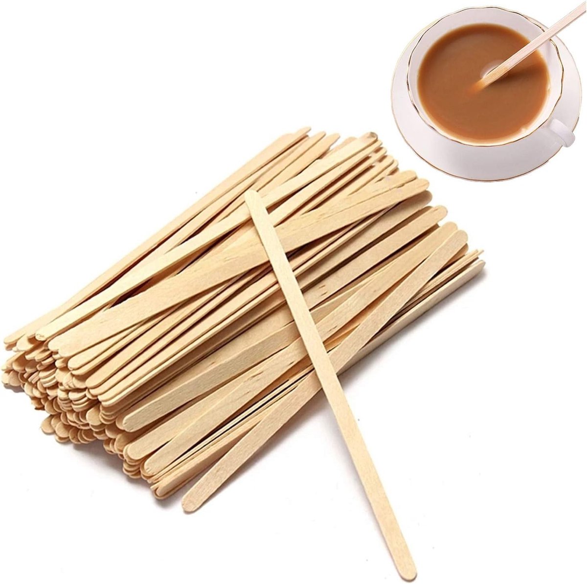 Houten Roerstaafjes voor Koffie, Thee, Melk en Sappen - 200 Stuks van 11 cm voor Creatieve Projecten