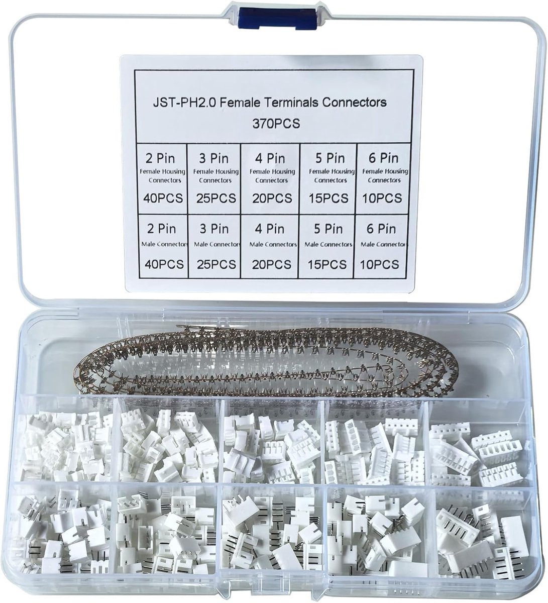 590pcs JST Plug Kit met 2mm JST-PH 2/3/4/5/6 Pin Male en Female Stekkers voor Servo en RC Vliegtuigen, Crimp en Adapter Set
