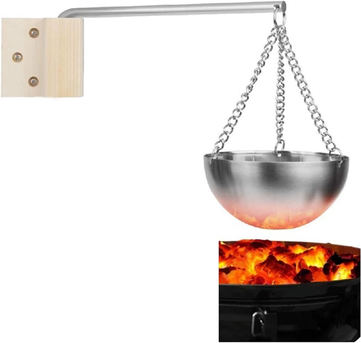 RVS Aromatherapie Kom voor Sauna, Wandgemonteerde Aroma Kom met Verstelbare Arm, Ideaal voor Essentiële Olie en Thuis Spa Gebruik (Rond, 20cm)