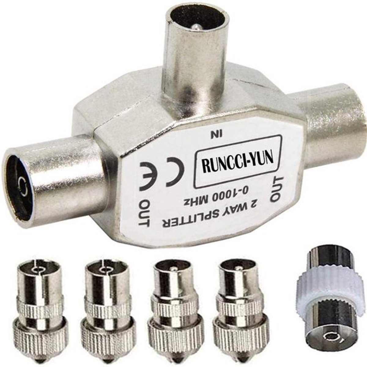 Runcci-yun 2-gang Coaxiaal Distributor voor TV Antennes - Versterk Signalen zonder