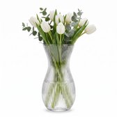 Vase Salvik - Verre - Transparent - Moderne - Côtelé - 25 cm de haut
