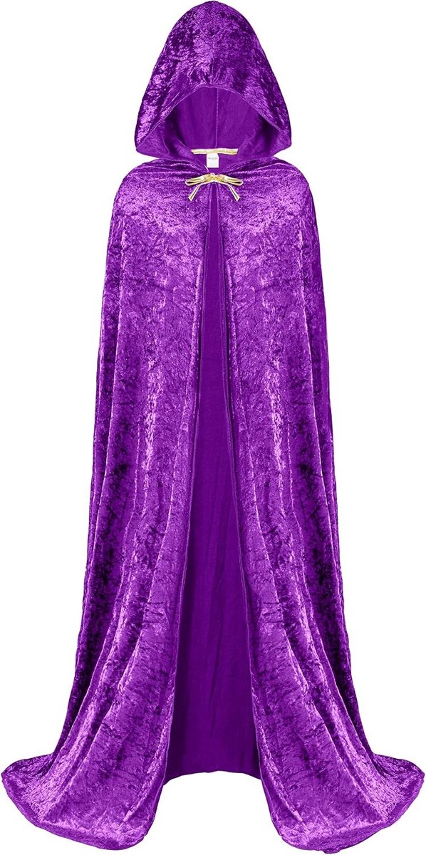 Verkleden als heks met een fluwelen capuchonmantel voor Halloween, ideaal kostuumaccessoire voor vrouwen