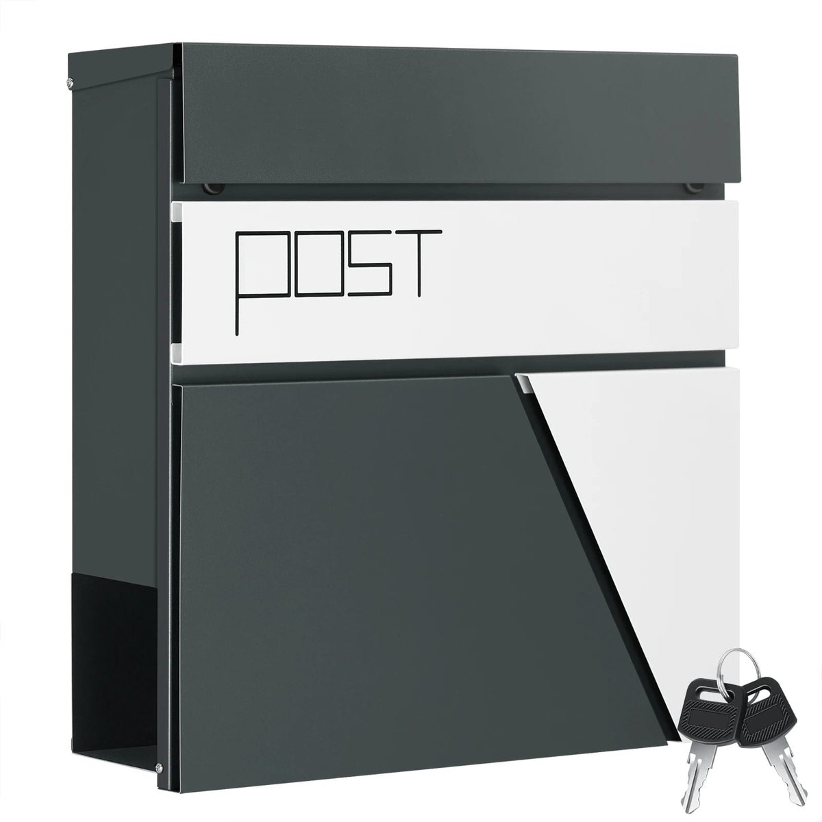 Klarven® Brievenbus Wandmontage Type 1gray - Slot en Sleutel, Krant- en Pakkethouder - Grijs