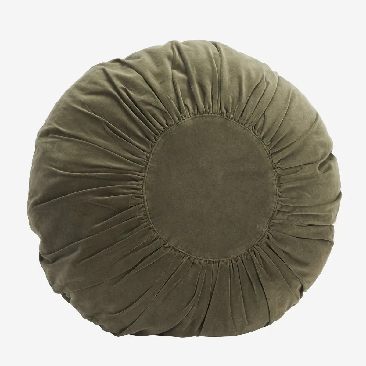 Madam Stoltz - Rond Fluwelen Kussen - Groen Velvet - 55 cm