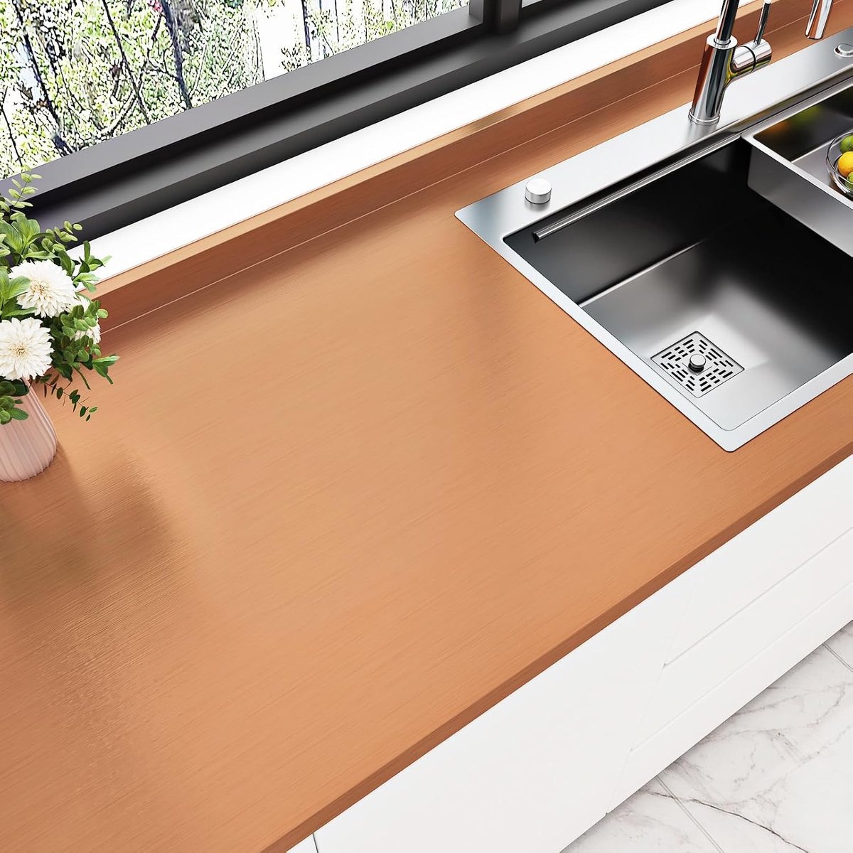 Zelfklevend oranje metaal behang voor een unieke wanddecoratie - Perfect voor interieur en renovatie