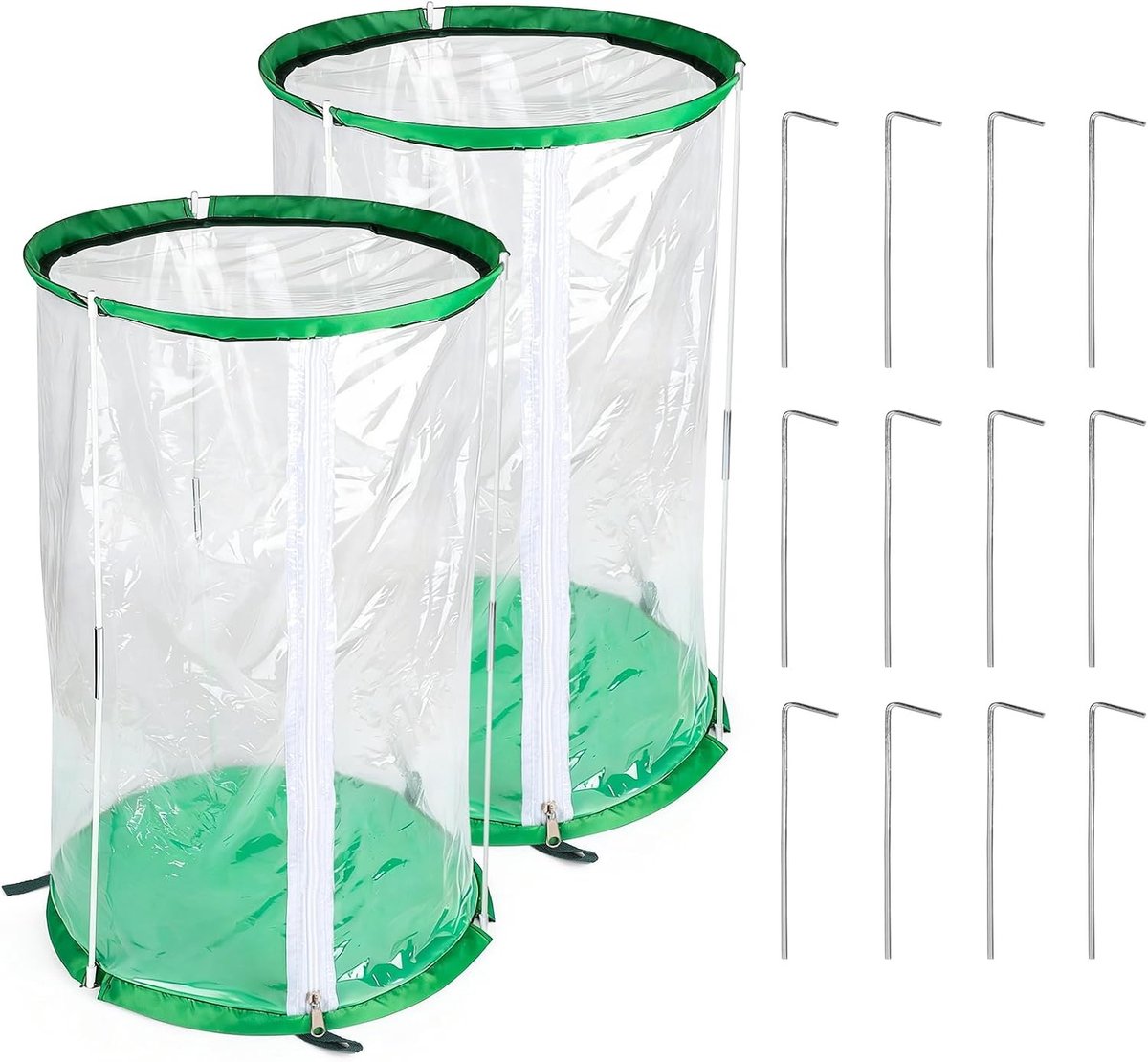 2 x Portable Mini Kassen 55 x 30 cm, PVC met 6 Grondankers voor Winterbescherming en Tuinieren