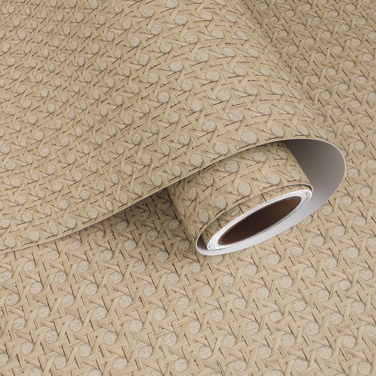Taupe Bruin Neppanama Behang 40cm x 200cm - Zelfklevend Rietweefsel voor Woonkamer, Hal en Keuken - Vinyl Wrap voor Meubels en Muren