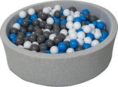 Zachte Jersey baby kinderen Ballenbak met 450 ballen,  - wit, blauw, grijs