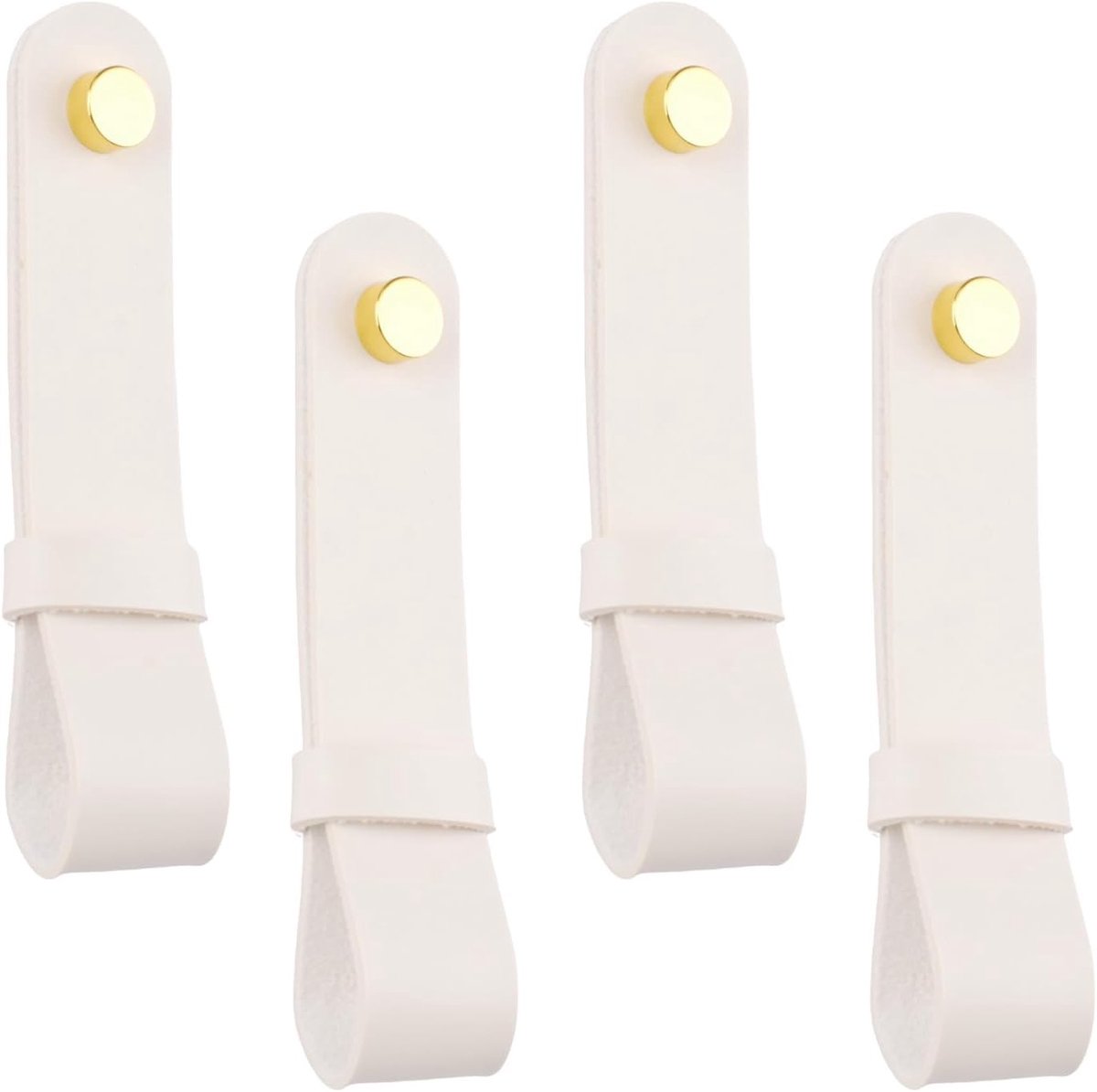 4 Stuks Leren Gordijnroede Beugels, PU Leren Hangende Riemsteunen voor Decoratieve Boho Stijl Gordijnen en Wanddecoratie (Wit)