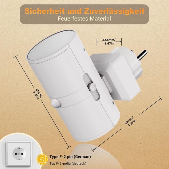 Nachtlampje met Sensor - Stopcontact lampje - Oriëntatie in donker - Instelbare helderheid - 100 Lumen - Wit — afbeelding 5