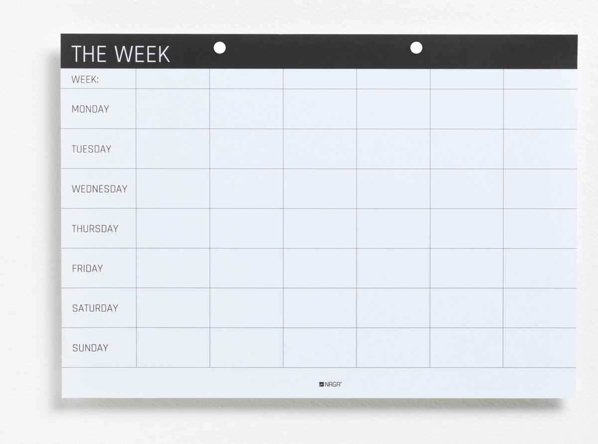 Naga - Weekplanner - Engels - A4 52 Vel - NA-12916