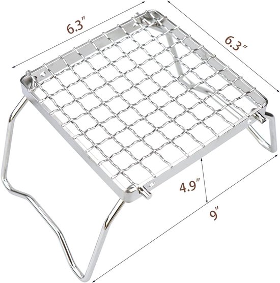 Opvouwbare camping grill - roestvrij staal 304 kookrooster met inklapbare poten - draagbare houtskool- en kookstandaard - lichtgewicht BBQ rek voor kamperen, wandelen en backpacken — afbeelding 3