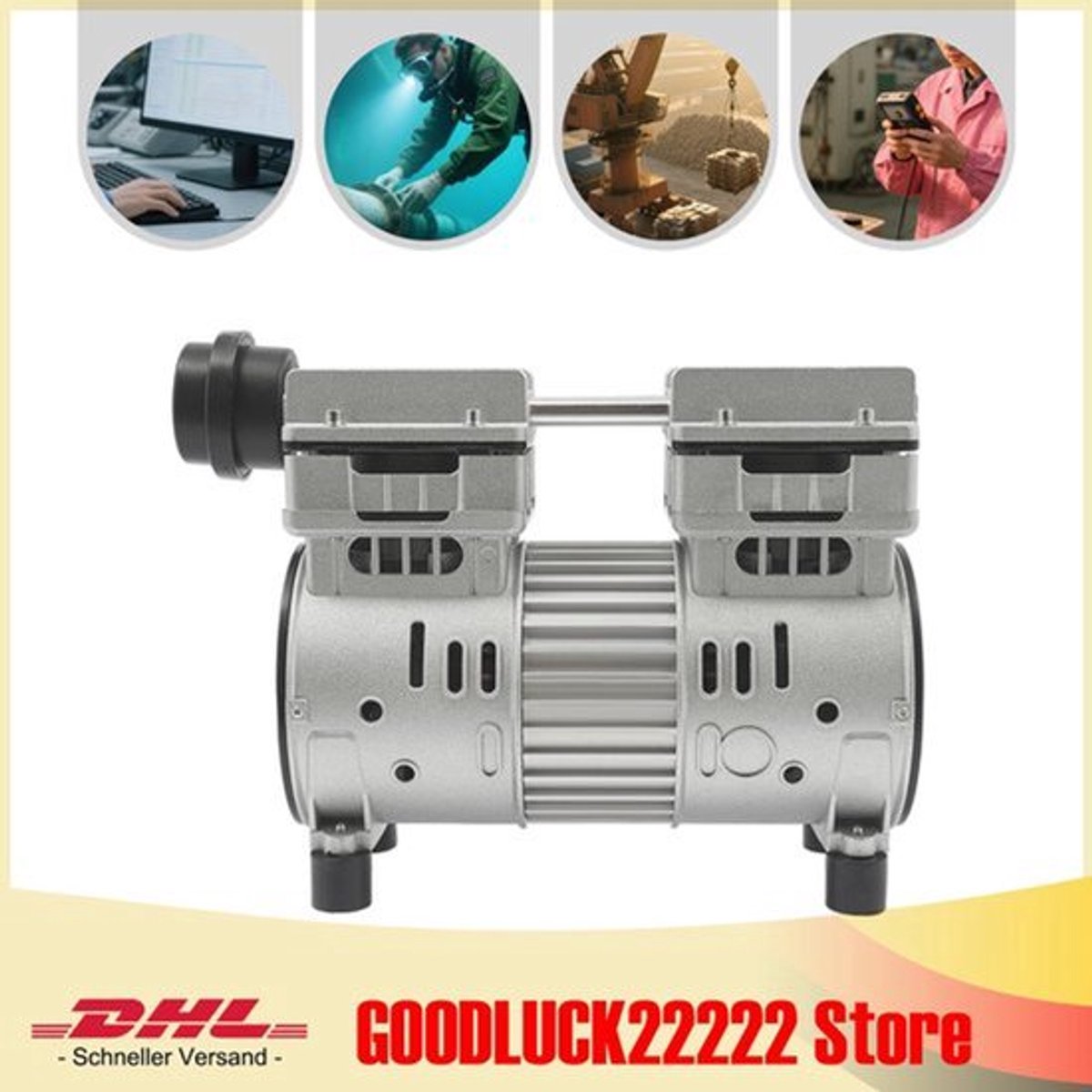 Luchtcompressor Olievrij - 750 W Vermogen - 220 V AC Elektrisch - Met Koelventilator - Pneumatisch Gereedschap