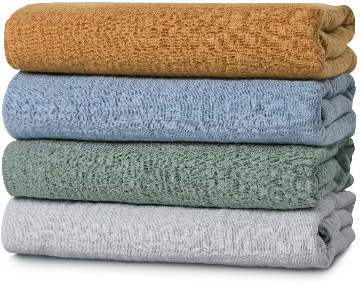 Deze set bevat 4 babywikkeldekens die superzacht, zeer absorberend en huidvriendelijk zijn, geschikt voor zowel jongens als meisjes.-Stijl 68-65*65CM