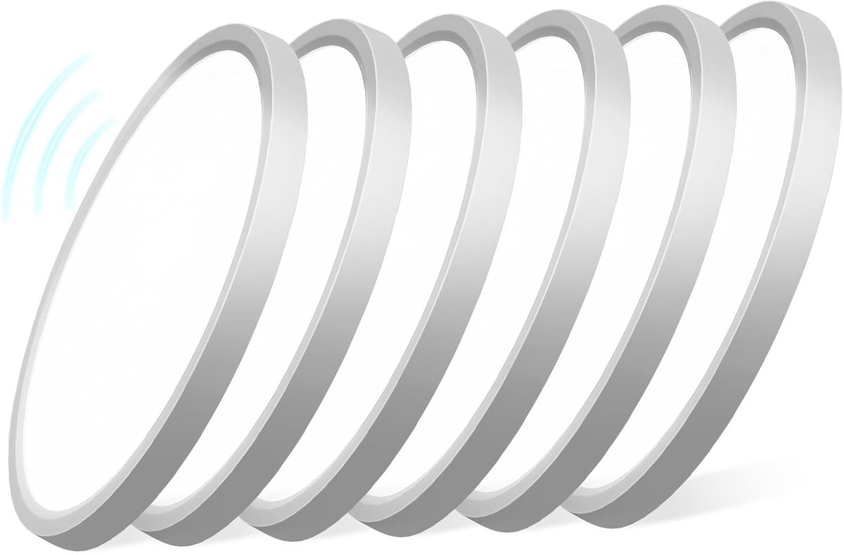 LOVHAUS 6x LED Plafondlamp met Radarsensor – 18W 1800LM – Bewegingssensor – 4000K Neutraal Wit – Ø23 cm