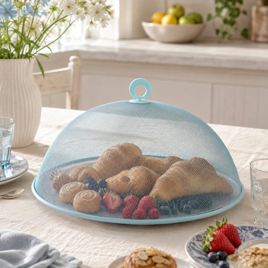 Svenska Living vliegenkap/voedselkap - metaal - lichtblauw - rond - Dia 35 cm - Afdekkap - Hoogte 16 cm — afbeelding 4