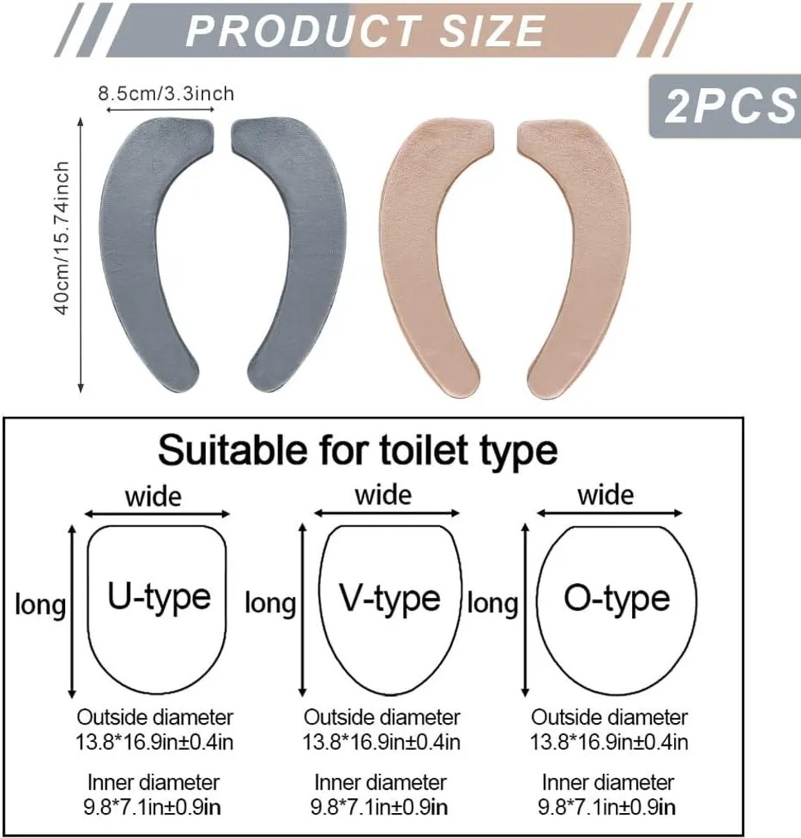 Twee paar verdikte, warme, wasbare toiletbrilhoezen
