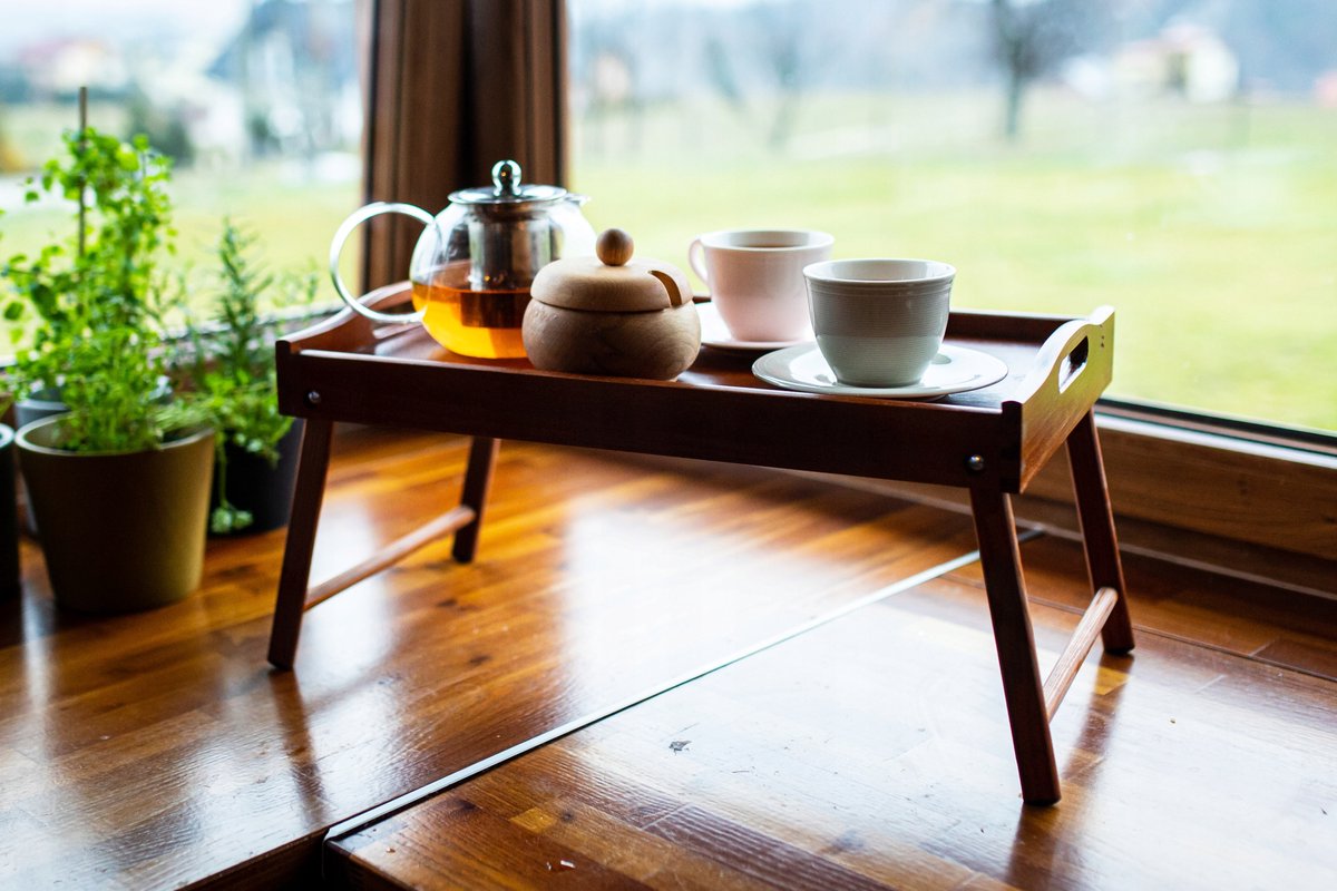 Houten Dienblad met Poten - Ontbijt op Bed Tafel