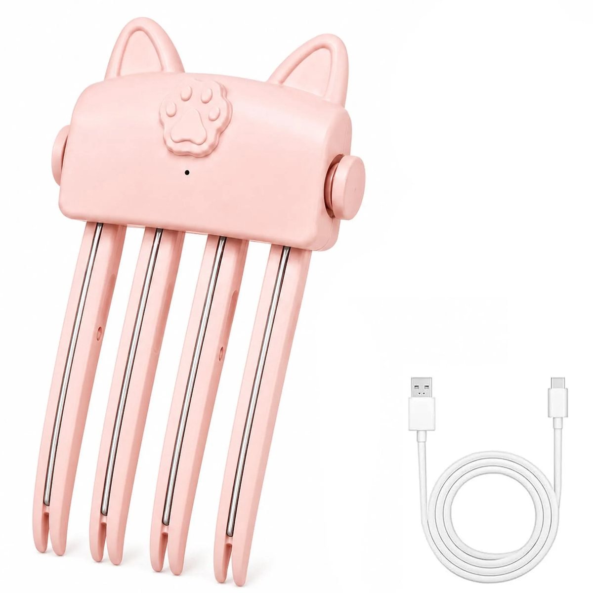 Deze elektrische haarclip heeft een draadloos ontwerp, een ingebouwd PTC-verwarmingselement, USB-opladen en een mini-stylingtool voor het creëren van volume bij de haaraanzet, krullen en steil haar.