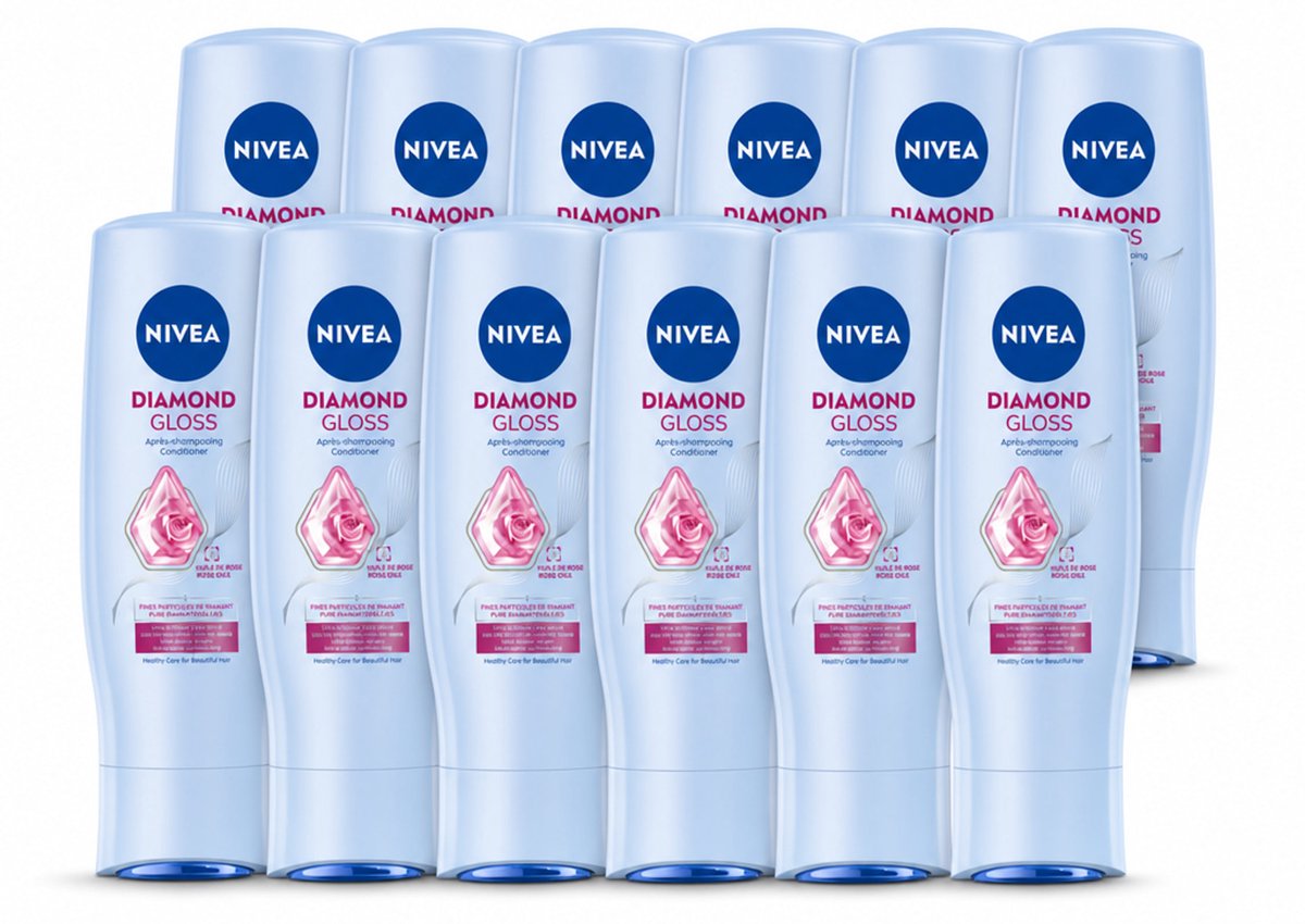 12 x NIVEA - Diamantglans Conditioner - Crèmespoeling - Voor Glans - 200 ml - Voordeelverpakking - 12 stuks