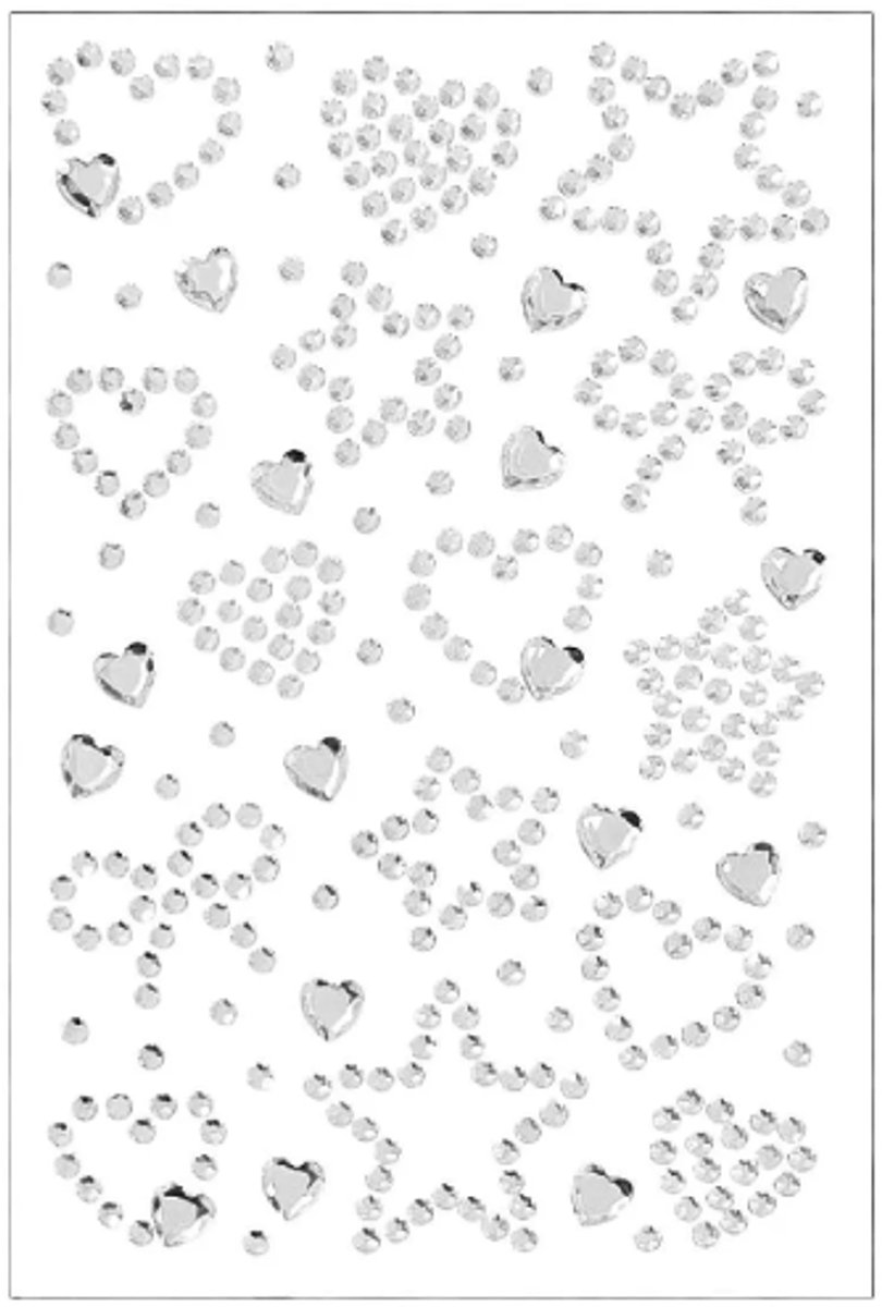 Face & Body Jewels Zilver Hartjes Ster Strik [Dots Strass Steentjes met Zelfklevend Plaklaag - Sticker Diamantjes voor Lichaam en Gezicht - Festival Tattoo Set Outfit Glitter - Juwelen Rhinestones Rhine stones - Plak Diamantjes]
