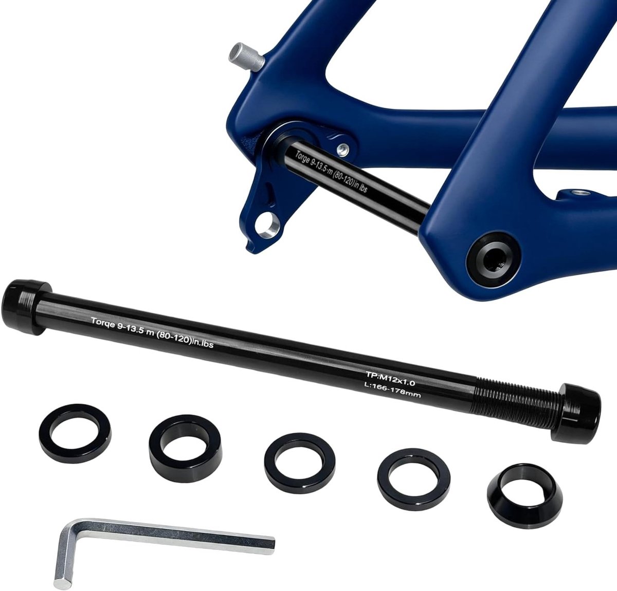 Fietskar koppeling - M12x1,0 - Verstelbare steekas 168-178 mm - Aluminium en roestvrij staal - Voor fietsaanhangers