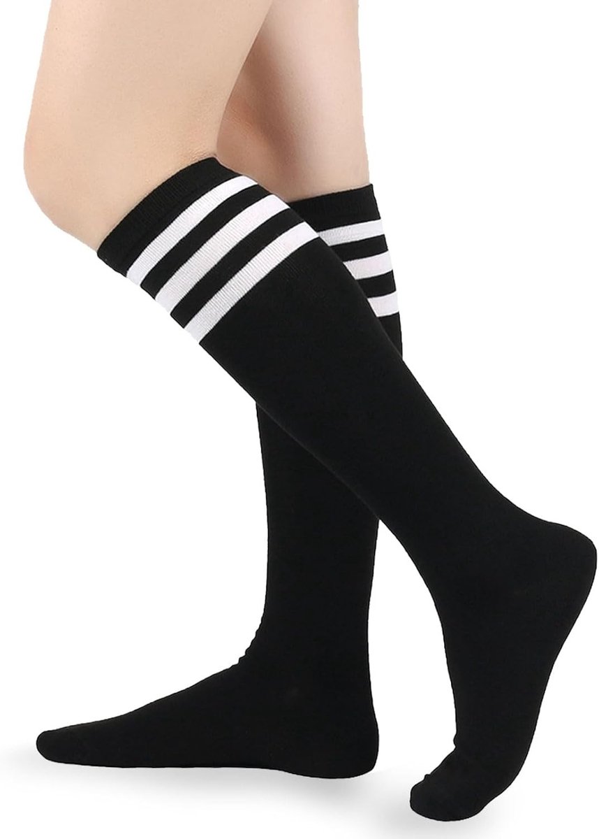 Kniehoge Sokken - Zwart - Lange Sokken voor Dames en Meisjes - Casual Dijhoge Sokken voor Dagelijks Gebruik