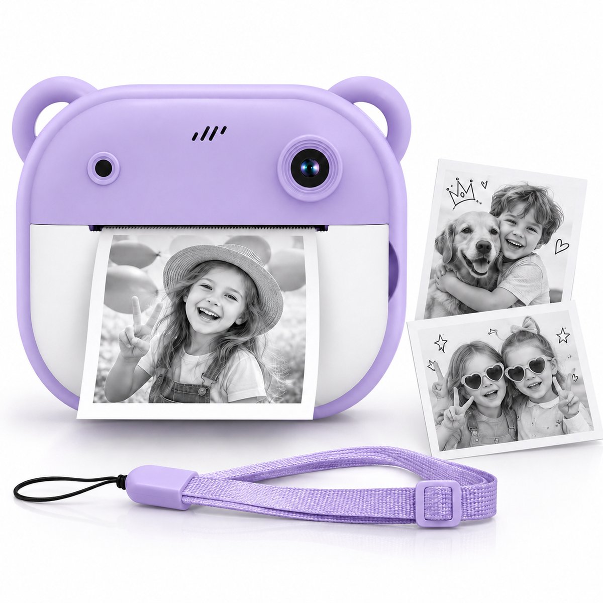 Delmark Kindercamera K1 met Instant Print - 2-inch Scherm - 1080P Video - Thermisch Printen - Paars
