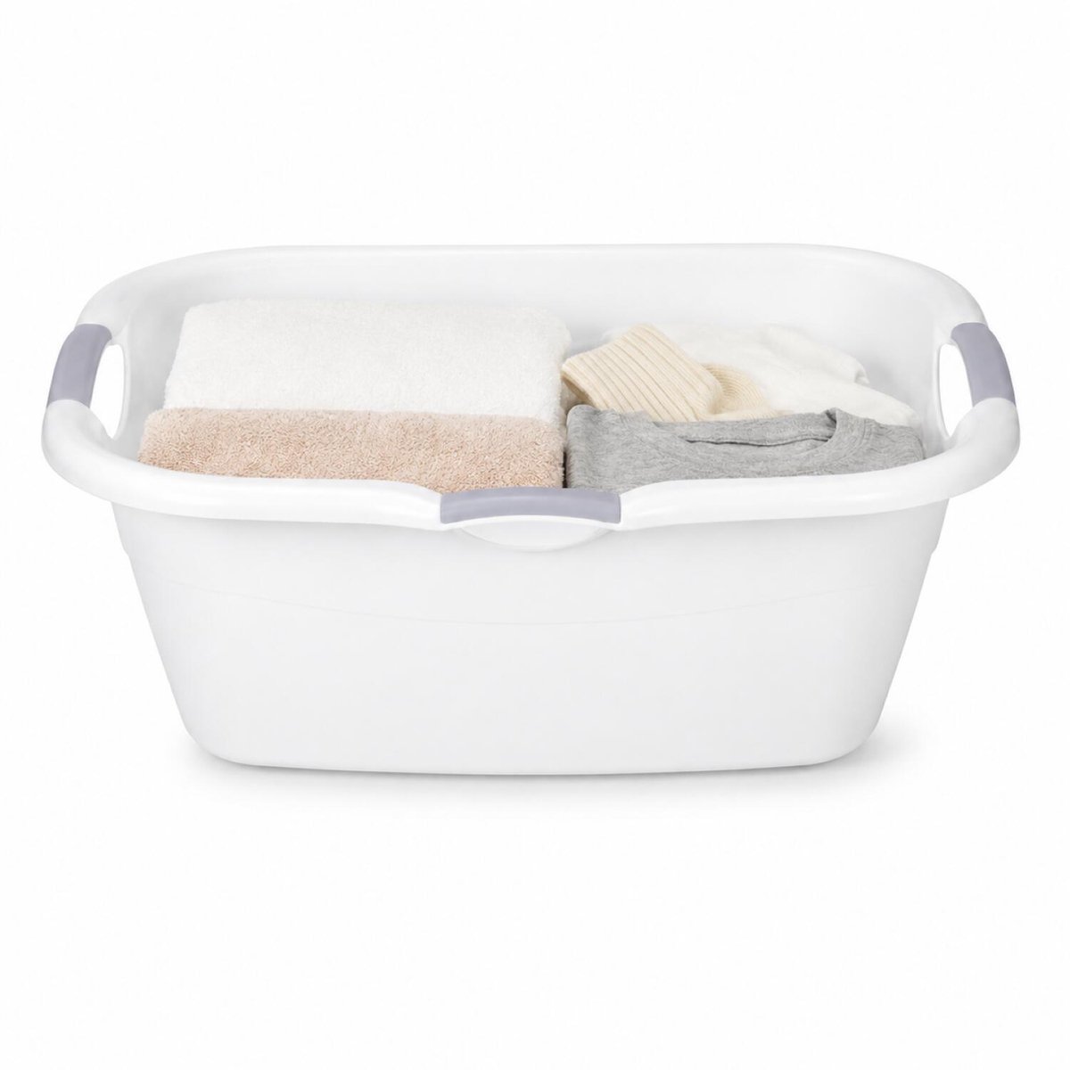 Storage Solutions wasmand - 35 liter - wit - kunststof - 68 x 46 x 25 cm - draagmand - met handvatten - lichtgewicht
