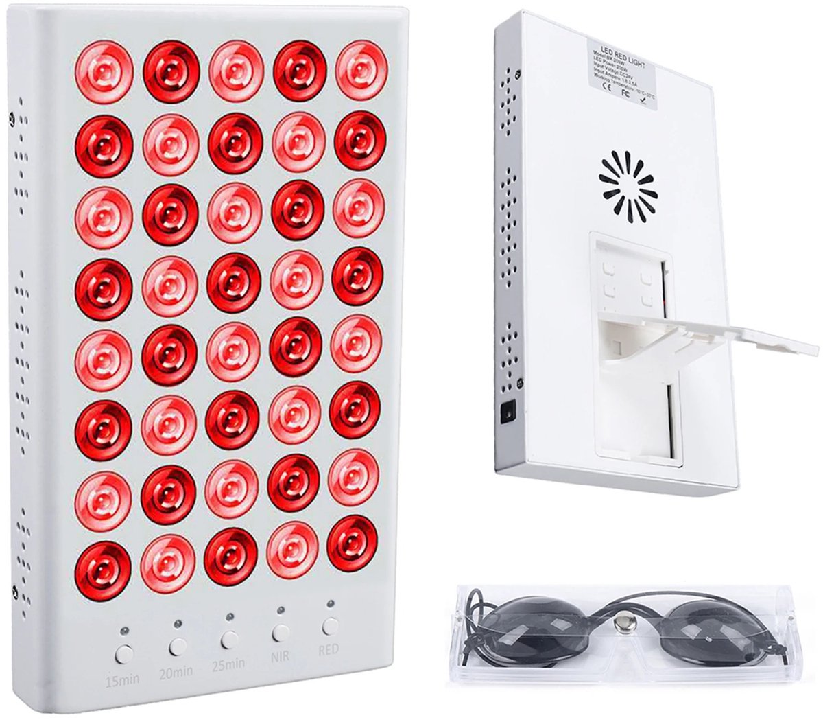 Cellista Roodlichtlamp 40 LED - Infraroodlamp - Rood Licht Therapie Lamp - 660nm & 850nm NIR - 200W LED - Timer - Vrijstaand - Wit
