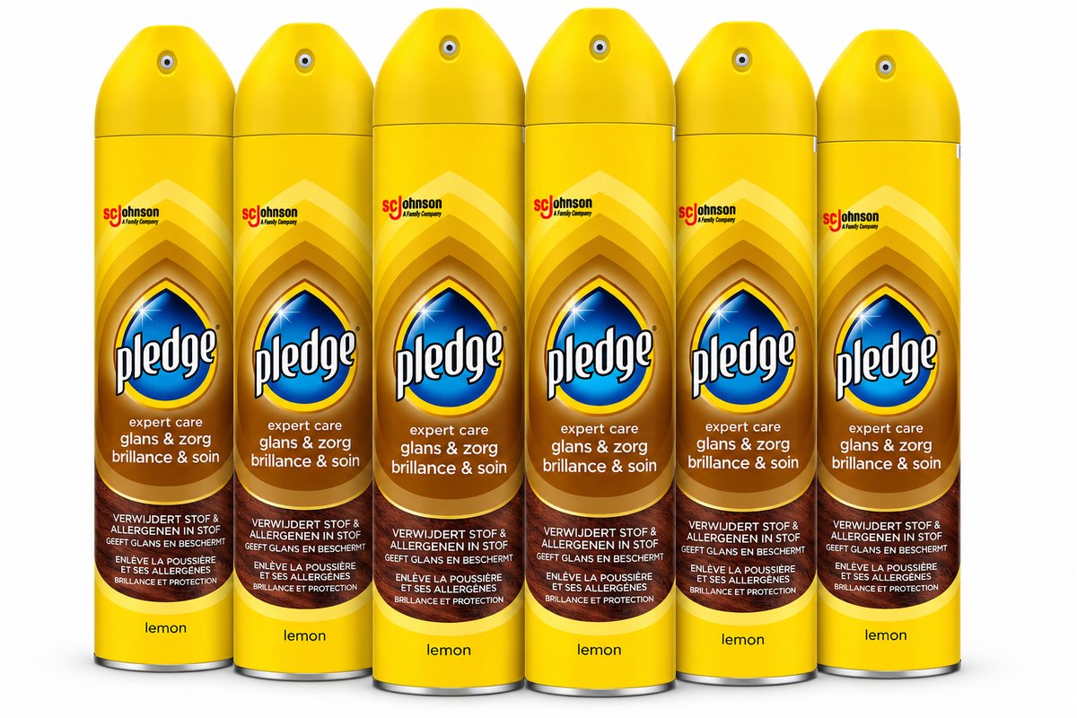 Pledge Glans & Zorg Classic Meubelspray – 6 x 300 ml – 1,8 Liter – Voordeelverpakking