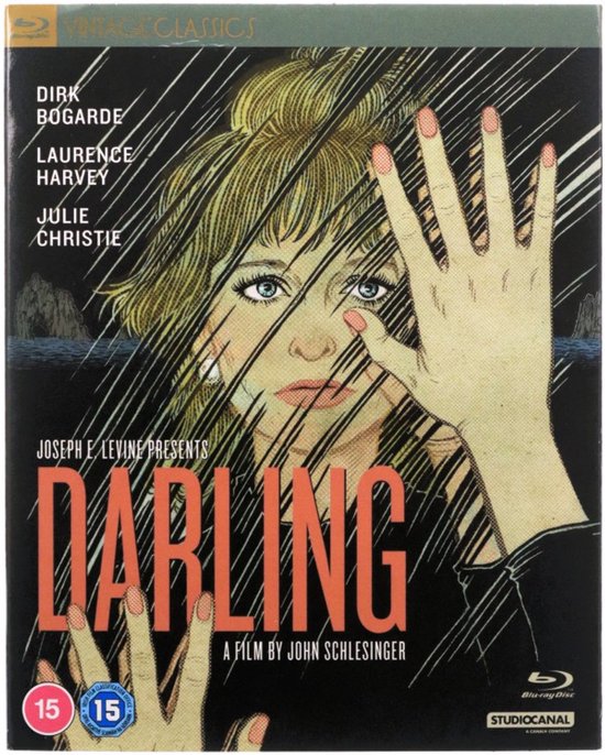 Blu-ray hoes van de film Darling, met een getekende vrouw die door een raam kijkt met een 15-leeftijdsclassificatie.