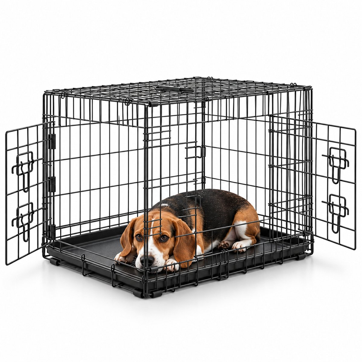 belviona Metalen transportkooi, met bodembak & scheidingswand, 76x49x56 cm