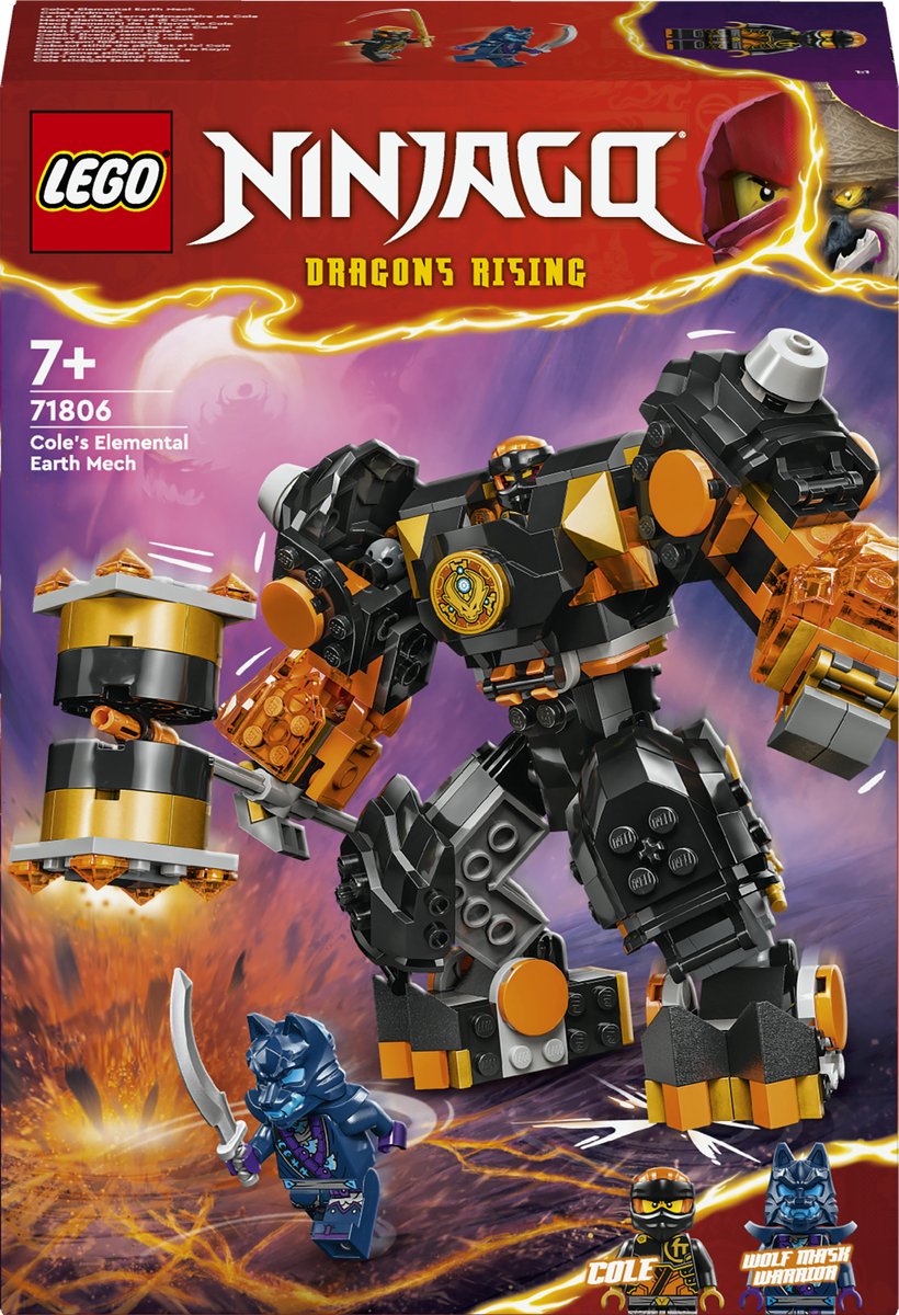 Bol.com LEGO 71806 NINJAGO Cole's elementaire aardemecha Actiefiguur Speelgoed voor Jongens en Meisjes aanbieding