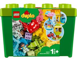 LEGO 10914 DUPLO Classic Luxe Opbergdoos Bouwset met Opbergruimte, First Bricks Educatief Leerspeelgoed voor Peuters van 1,5