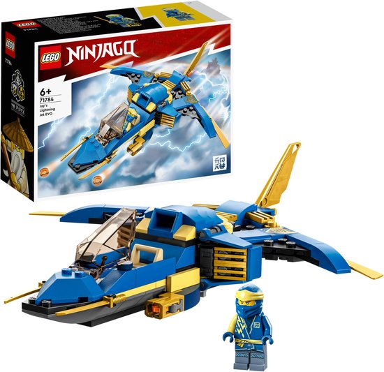 LEGO 71784 NINJAGO Jay’s Bliksemstraaljager EVO Set met Bouwbaar Speelgoedvliegtuig