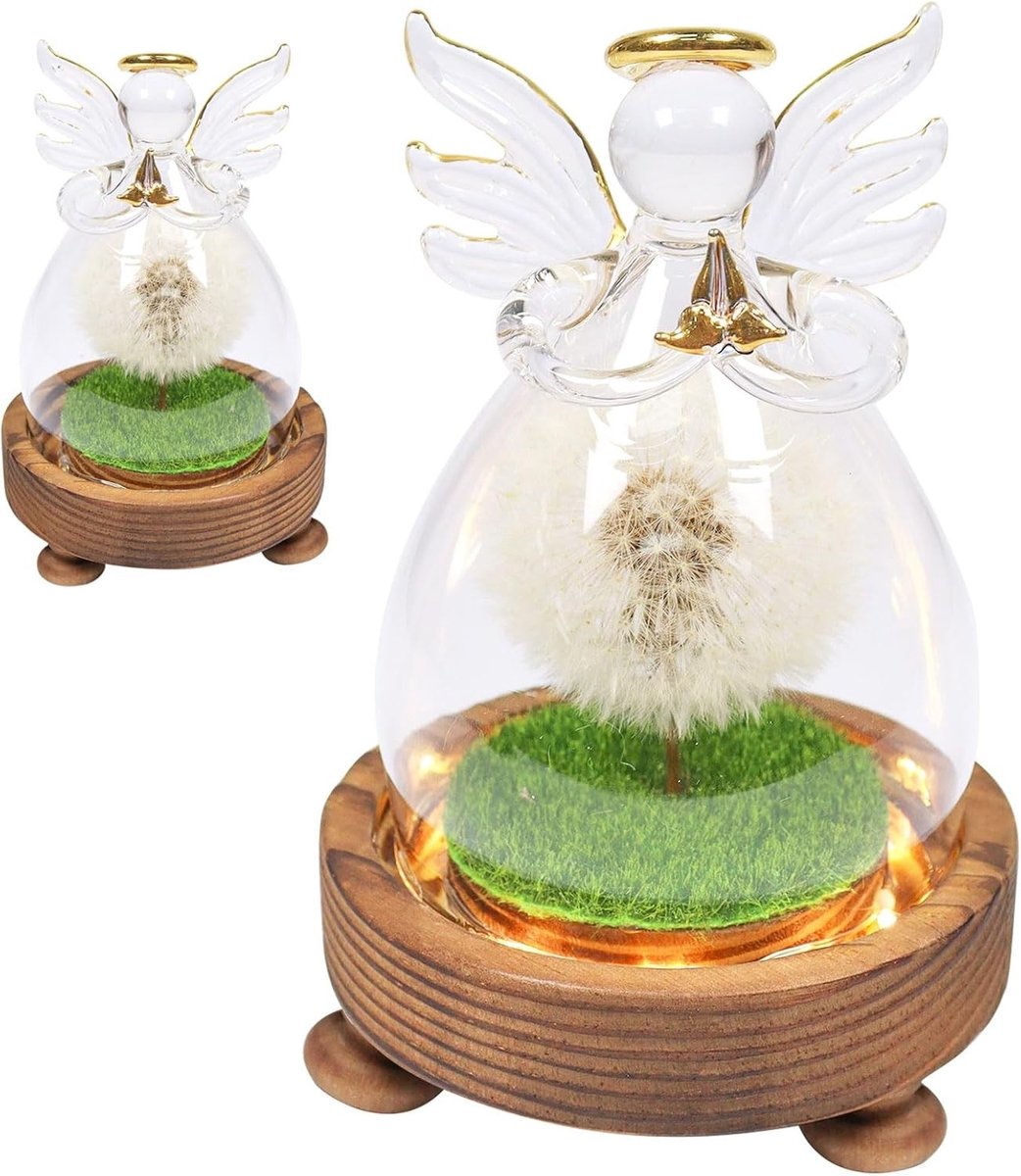 Unieke glazen bol met echte paardenbloem en LED verlichting, perfect als verjaardagscadeau voor moeder, grootmoeder, vriendin of zus, ideaal voor Valentijnsdag en Kerstmis