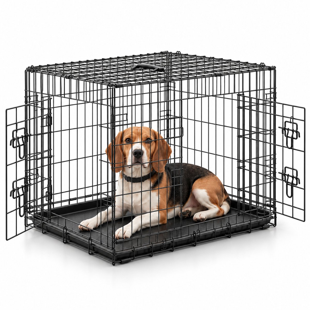 belviona Metalen transportkooi, met bodembak & scheidingswand, 92x58x64 cm