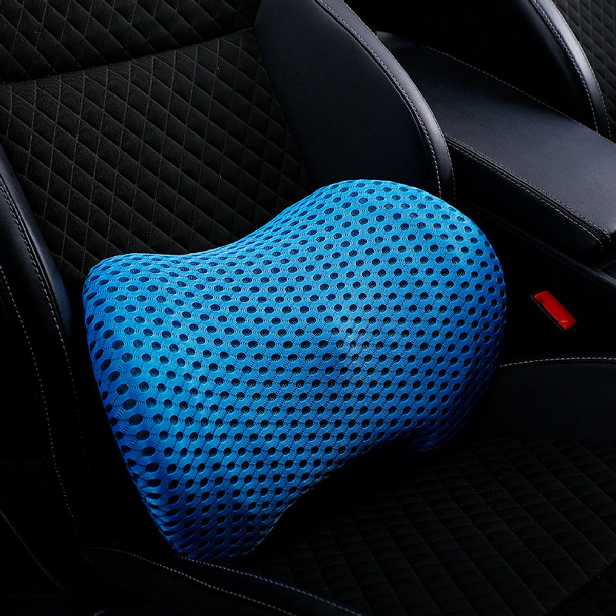Ergonomisch rugkussen - 46×22x16 cm - Rugsteun - Orthopedisch rugkussen - Lendensteun - Rugsteun Auto - Rugondersteuning - Onderrugondersteuning - Lendenkussen - Ergonomisch - Traagschuim - Geschikt voor Bureaustoel, Auto, Bed, Bank - Blauw A