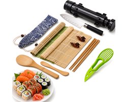 Sushi Maakset-Sushi Set-Sushi Mat Sushi Maker Rijstbalvorm Sushi Tools-Keuken Set-voor Thuis Snel Sushi Maken Beginners Thuiskoks Gezinnen-Zwart